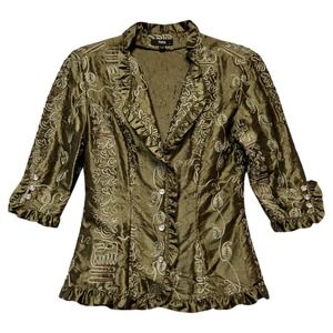 Vintage Violin Old Money Artsy Embroidered Blazer Women Medium Avant Garde Indie